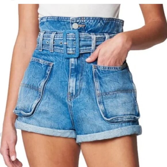 BlankNYC Overboard paperBag belted denim shorts size 24 - Picture 1 of 11